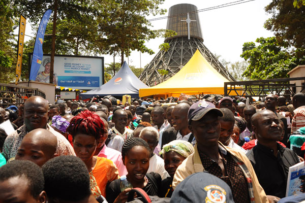 Pilgrims are stranded at Namugongo as taxi operators hike transport fares