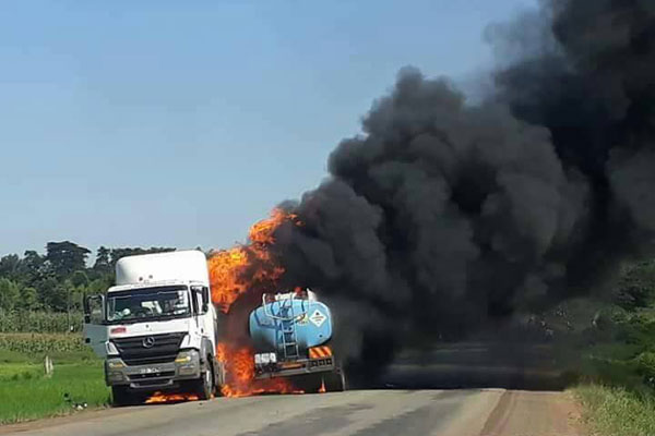 Three injured  in truck  fire