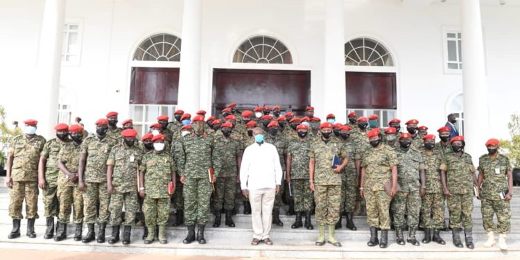 President Museveni tips military police officers on handling riots