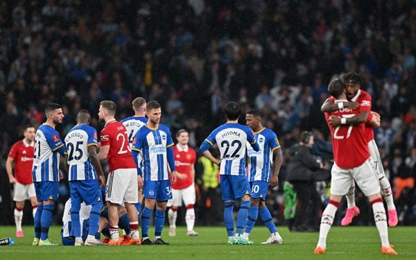 Man Utd beat Brighton on penalties to set up FA Cup final against Man City