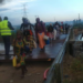 Pilgrims tipped on safety as they cross temporary bridge at Katonga