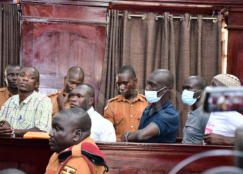 Suspects in the murder of social worker Maria Nagirinya and her driver Ronald Kitayimbwa appearing before Court on October 19, 2023. Photo/Daily Monitor