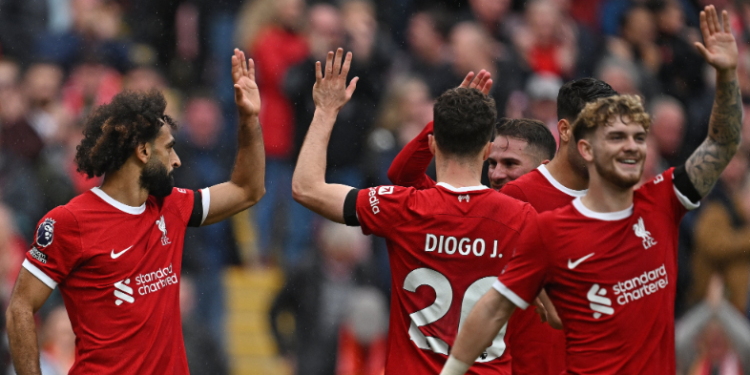 Salah double downs 10-man Everton in controversial Merseyside derby