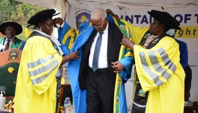 Prof Rugumayo installed as Mountains of the Moon University chancellor