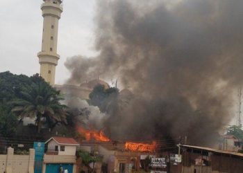 Fire near Gadaffi Mosque explained