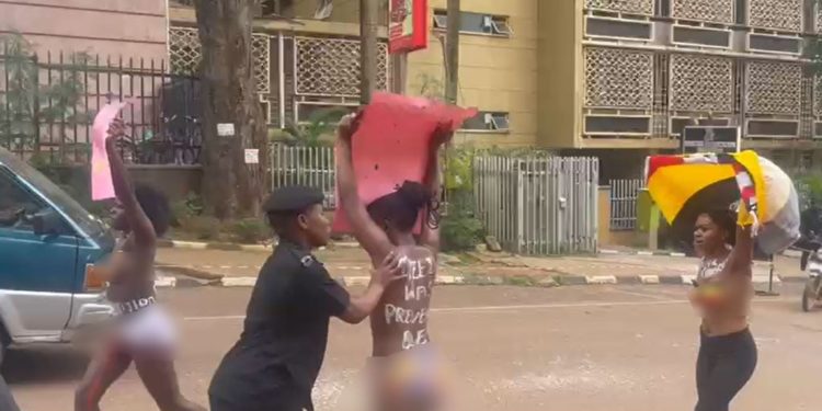 Women stage nude protest, 4 arrested