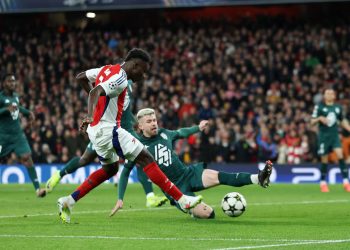Saka double eases Arsenal past Monaco